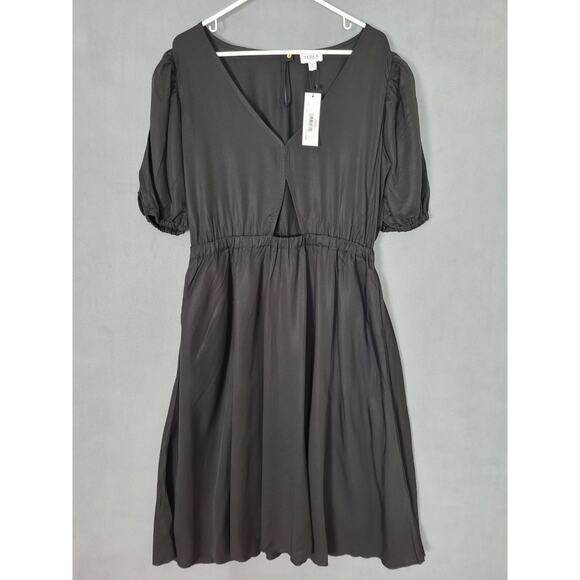 TEREA Womens Jayla Cutout Midi Swing Dress Black Size XL - Picture 1 of 9